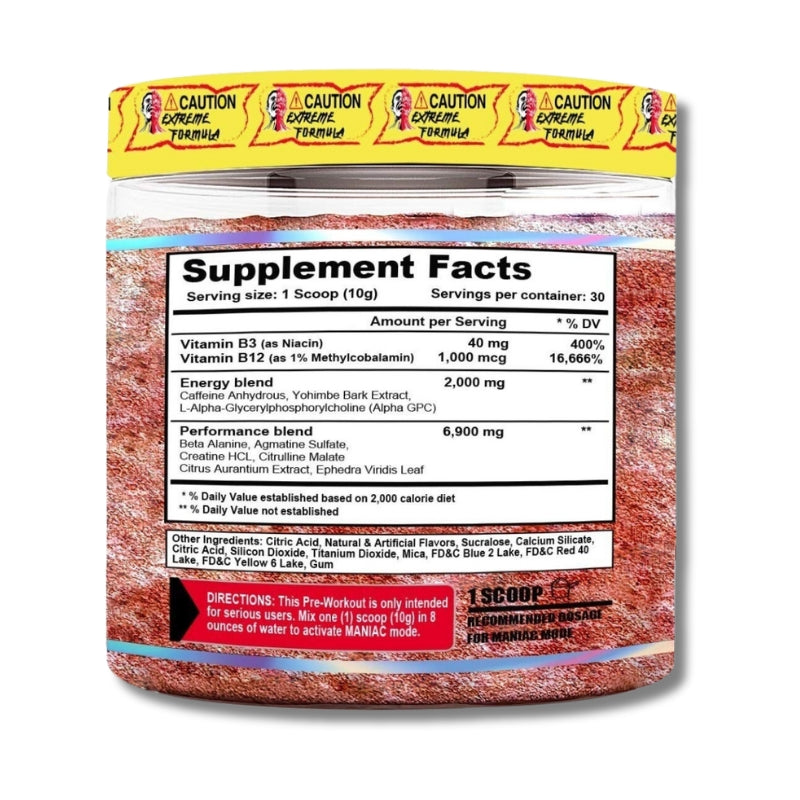 MANIAC EXTREME Pre-Workout USA – 300 grs / 30 servicios, watermelon