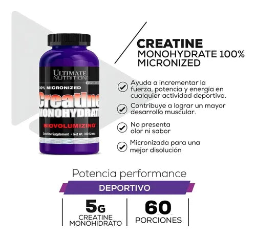 PACK 2 CREATINAS MICRONIZADAS ULTIMATE NUTRITION 300 GR - 120 PORCIONES