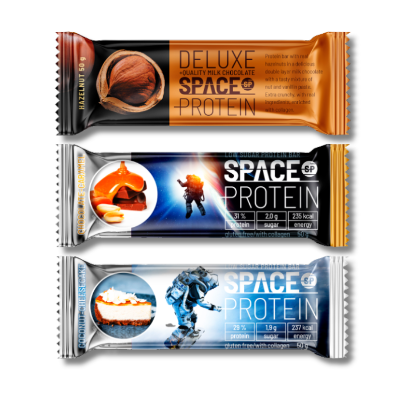SPACE 16-20 GRS PROTEIN BAR – 24 UNIDADES / 50 GRS, MIX 3 SABORES