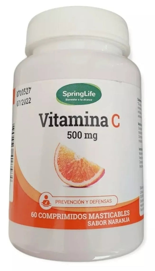 Vitamina C 500mg - Springlife - 60 Comprimidos Masticables - Alphasuplestore