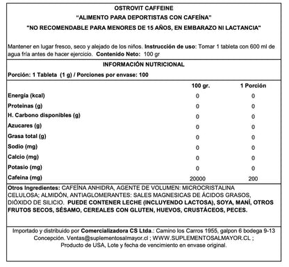 CAFEINA 200 TABLETAS 200MG C/U - OSTROVIT