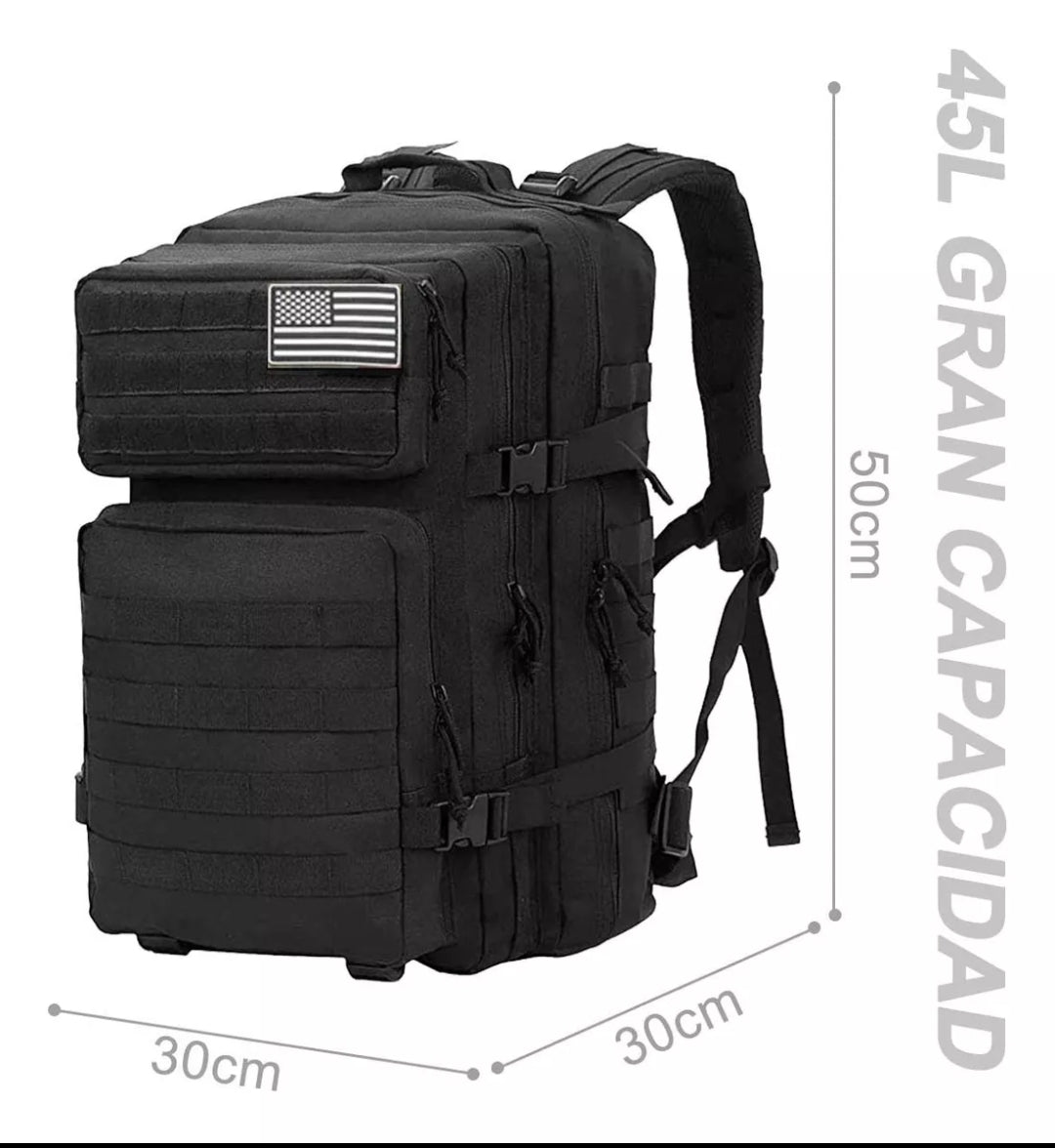 MOCHILA NEGRA TIPO MILITAR 45LT