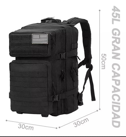 MOCHILA NEGRA TIPO MILITAR 45LT