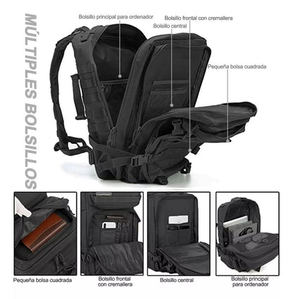 MOCHILA NEGRA TIPO MILITAR 45LT
