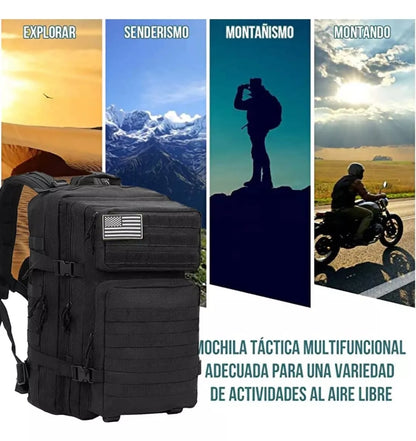 MOCHILA NEGRA TIPO MILITAR 45LT