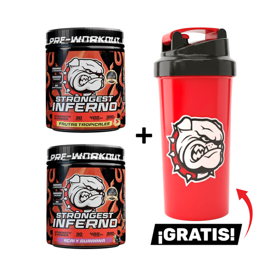 PACK DOS PRE ENTRENO INFERNO + ¡SHAKER GRATIS!