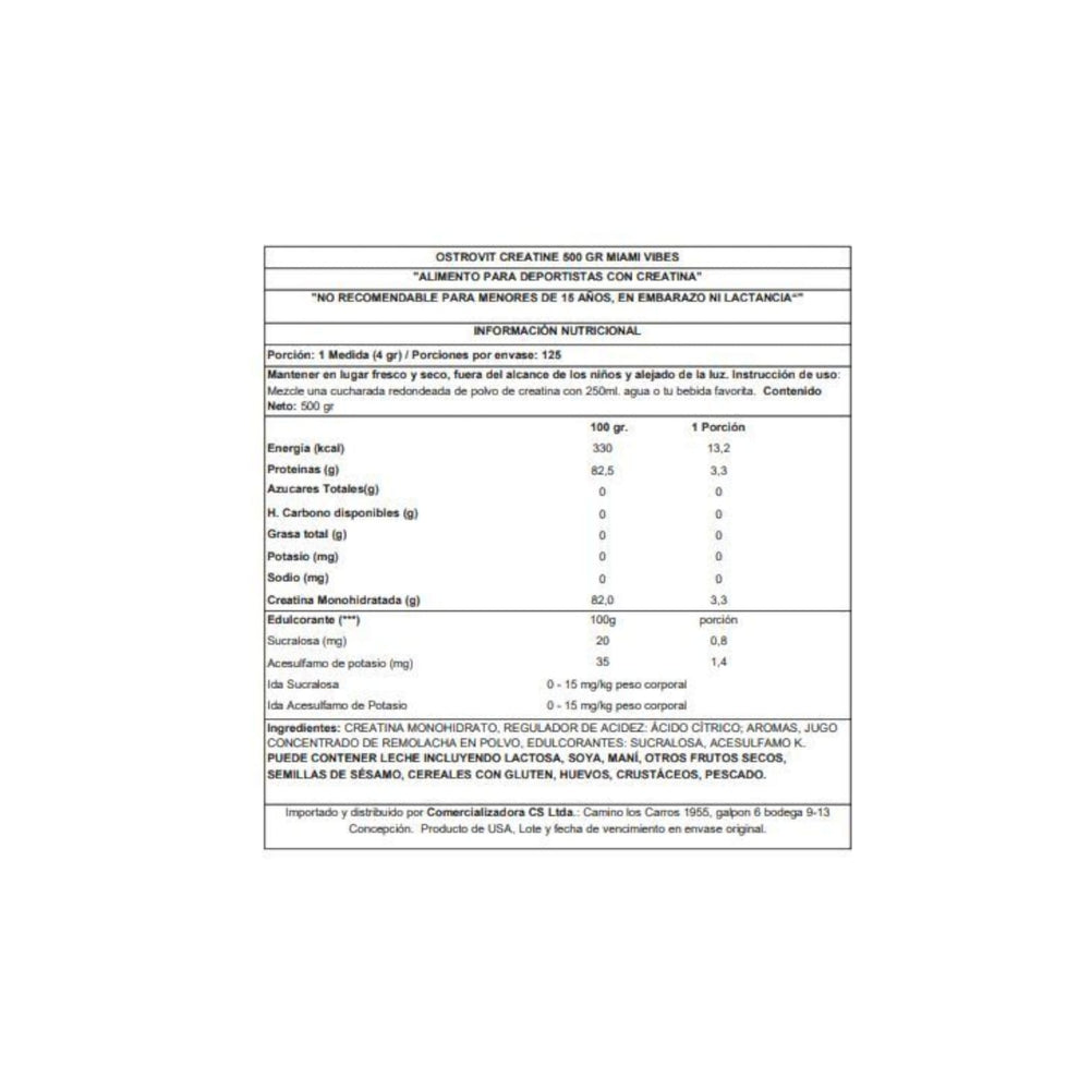 CREATINA MONOHIDRATADA 500GR MIAMI VIBES - OSTROVIT