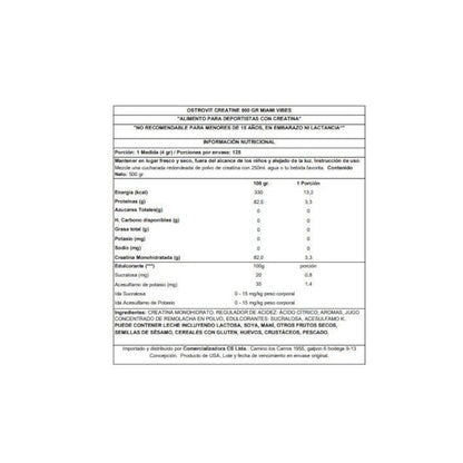 CREATINA MONOHIDRATADA 500GR MIAMI VIBES - OSTROVIT