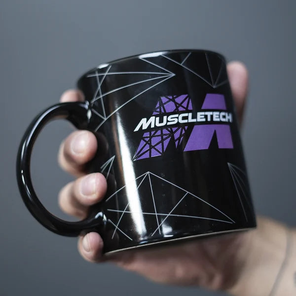 Muscletech Tazón Ceramica 600 Ml Negro Logo Morado