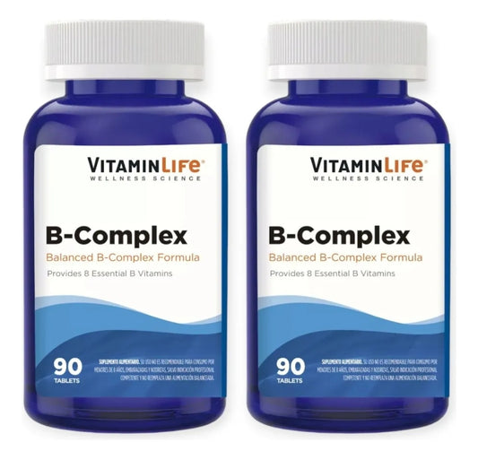 2 Frascos B-complex Complejo B 90 Tabletas C/u - Vitaminlife
