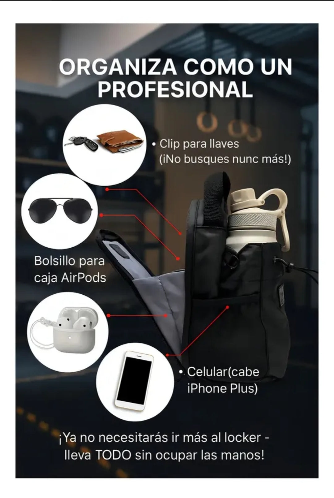 BOLSO MAGNÉTICO PORTA BOTELLA DEPORTIVO MULTIFUNCIONAL