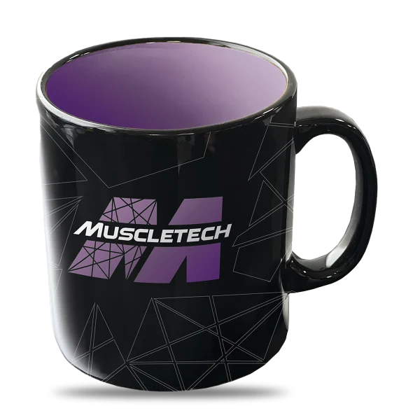 Muscletech Tazón Ceramica 600 Ml Negro Logo Morado
