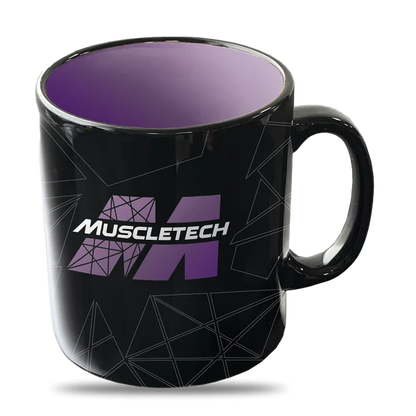 Muscletech Tazón Ceramica 600 Ml Negro Logo Morado