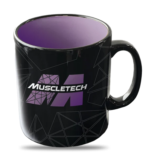 Muscletech Tazón Ceramica 600 Ml Negro Logo Morado