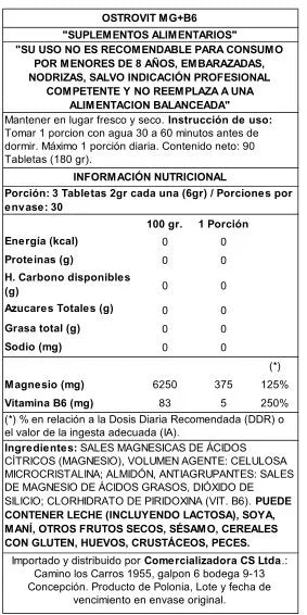 OSTROVIT VITAMINA MAGNESIO + B6 90 TABS
