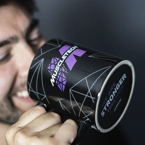 Muscletech Tazón Ceramica 600 Ml Negro Logo Morado