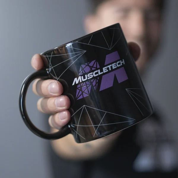 Muscletech Tazón Ceramica 600 Ml Negro Logo Morado